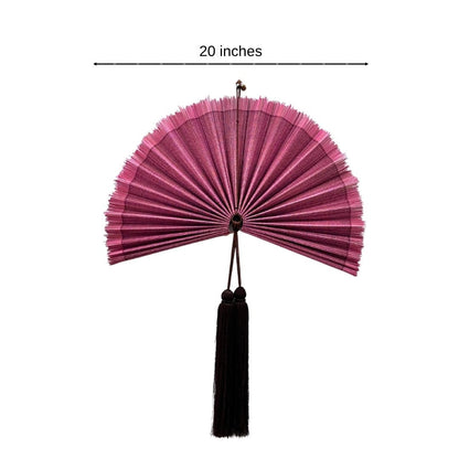 Bamboo Wall Fan 20" Handmade – Boho Decor with Tassel, Woven Wall Hanging Gift