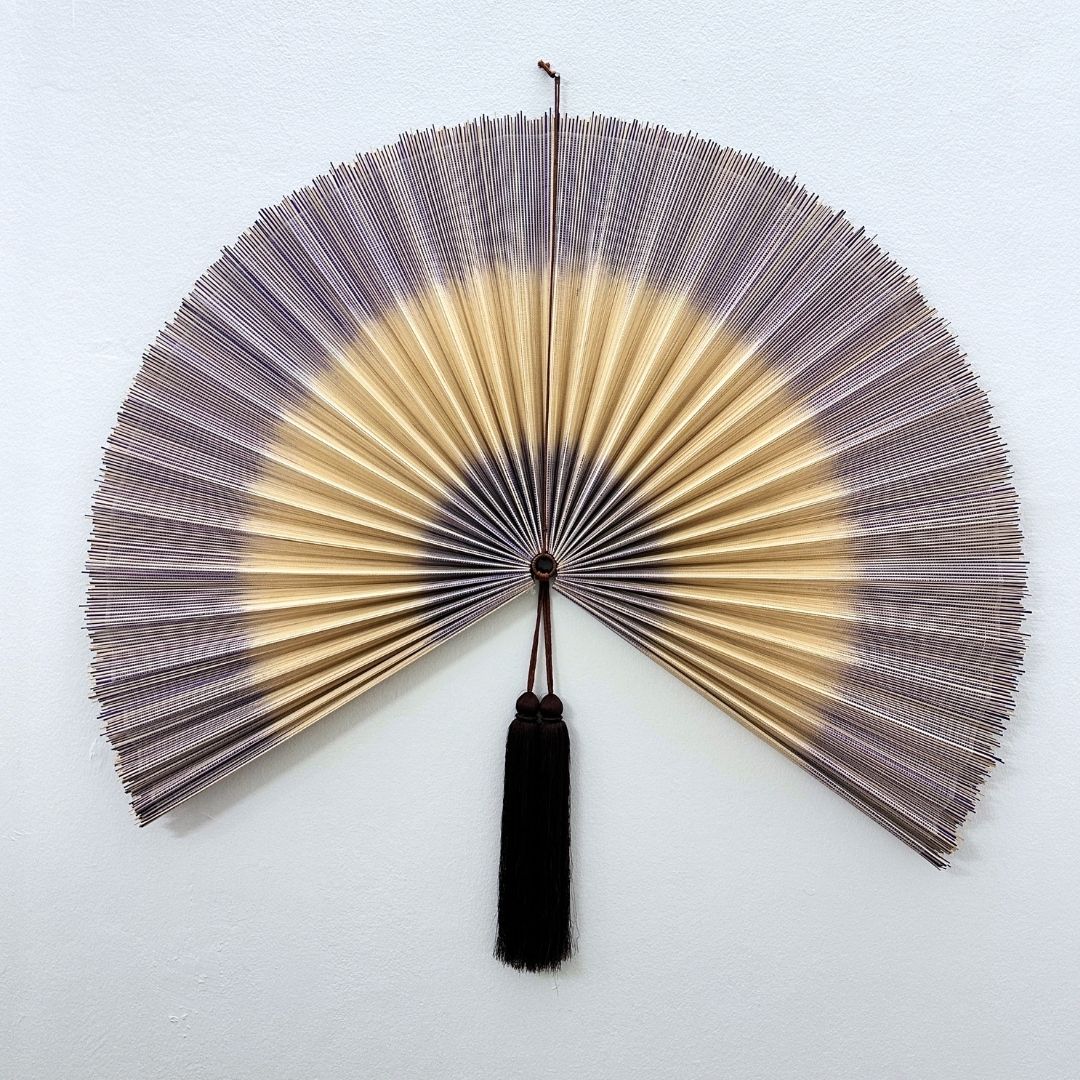 Large Bamboo Fan Wall Decor Handmade Boho Wall Art Oversized Asian Wall Hanging for Living Room Bedroom Headboard
