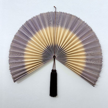 Large Bamboo Fan Wall Decor Handmade Boho Wall Art Oversized Asian Wall Hanging for Living Room Bedroom Headboard