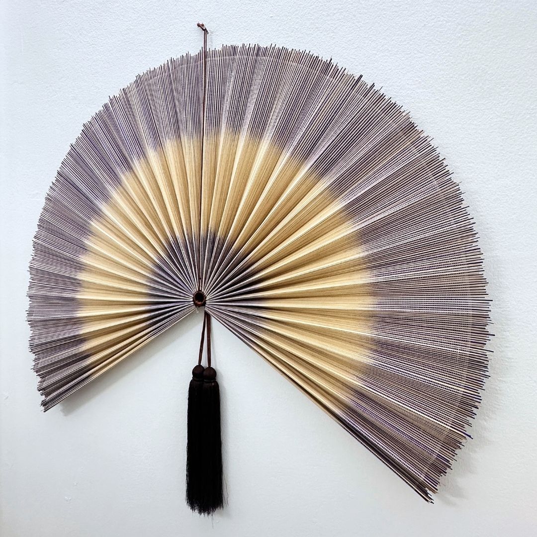 Large Bamboo Fan Wall Decor Handmade Boho Wall Art Oversized Asian Wall Hanging for Living Room Bedroom Headboard