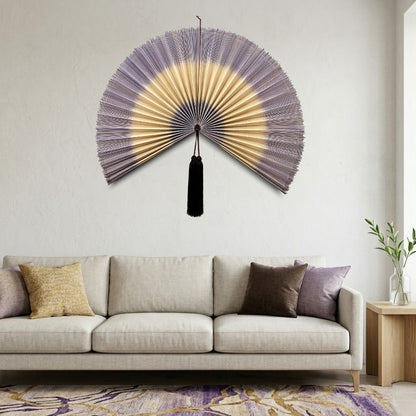 Large Bamboo Fan Wall Decor Handmade Boho Wall Art Oversized Asian Wall Hanging for Living Room Bedroom Headboard