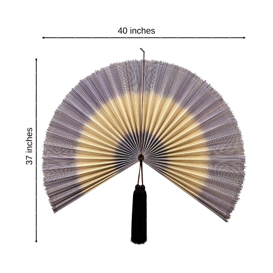 Large Bamboo Fan Wall Decor Handmade Boho Wall Art Oversized Asian Wall Hanging for Living Room Bedroom Headboard