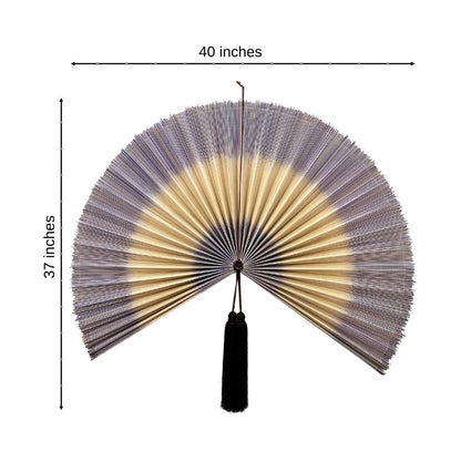 Large Bamboo Fan Wall Decor Handmade Boho Wall Art Oversized Asian Wall Hanging for Living Room Bedroom Headboard