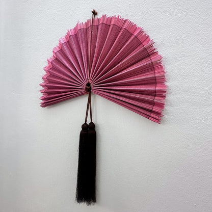 Bamboo Wall Fan 20" Handmade – Boho Decor with Tassel, Woven Wall Hanging Gift