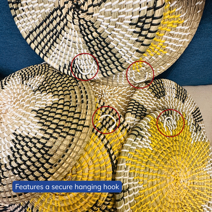 Boho Seagrass Wall Basket Set 9 Handmade Woven Wall Decor Plates