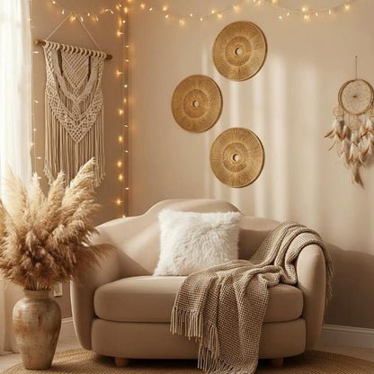 Bamboo Wall Art Boho Home Decor Handmade Wall Hanging Gift for New Year