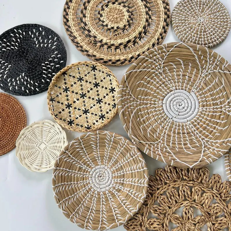Set of 13 Boho Seagrass Woven Wall Baskets Living Room And Holiday Decor