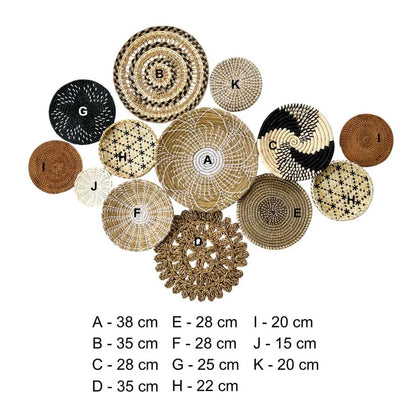 Set of 13 Boho Seagrass Woven Wall Baskets Living Room And Holiday Decor