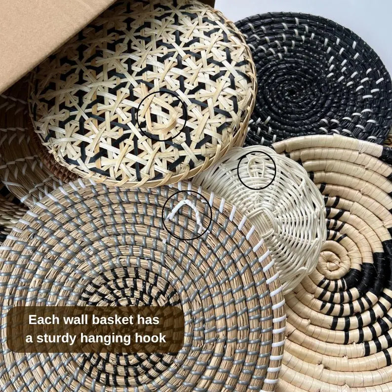 Set of 13 Boho Seagrass Woven Wall Baskets Living Room And Holiday Decor