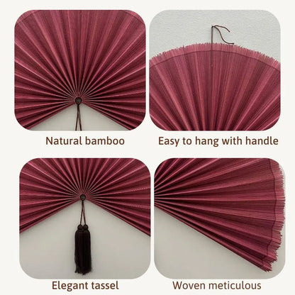 Handmade Wall Fan, Bamboo Wall Fan, Vintage Boho Hanging Fan, Colorful Wall Fan Decor, Handmade Birthday Gift