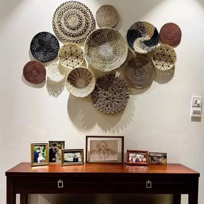 Set of 13 Boho Seagrass Woven Wall Baskets Living Room And Holiday Decor