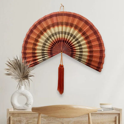 Large Decorative Bamboo Fan Wall Decor – Natural Boho Style