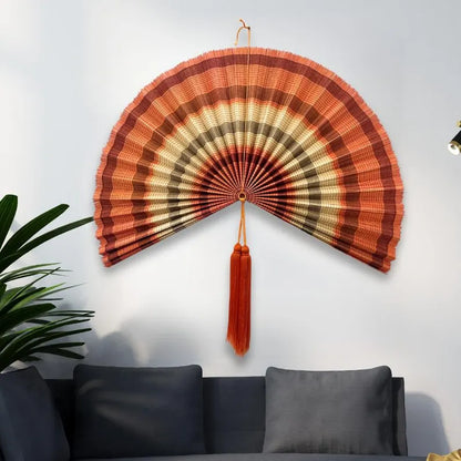 Large Decorative Bamboo Fan Wall Decor – Natural Boho Style