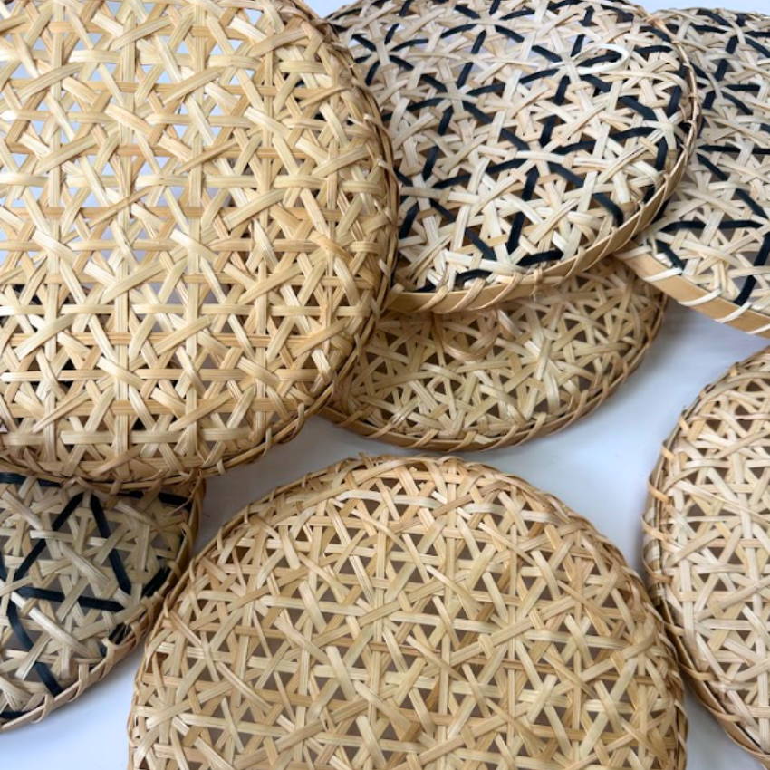 Snowflake Bamboo Flat Basket – Handwoven Decorative Serving Tray, Vietnamese Handmade Christmas Table Decor