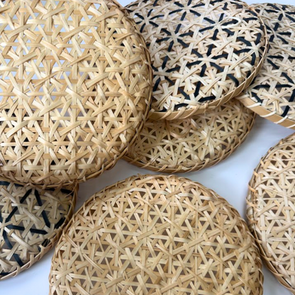 Snowflake Bamboo Flat Basket – Handwoven Decorative Serving Tray, Vietnamese Handmade Christmas Table Decor